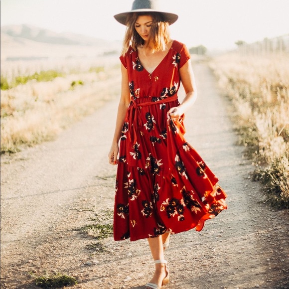 Free People All I Got Maxi Dress Retro Floral Sz 4 - Picture 6 of 16